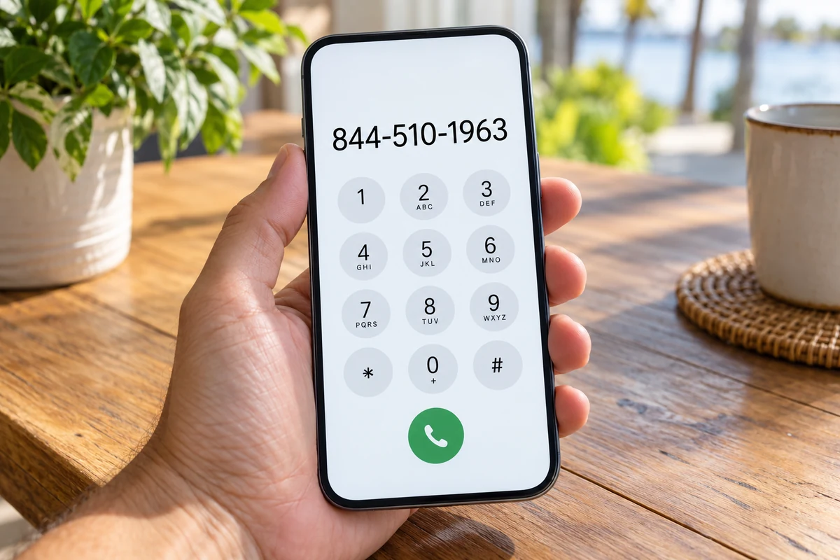 Smartphone dialing a phone number on a wooden table