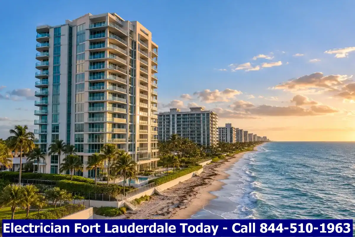 Oceanfront condominium tower along A1A in Hillsboro Beach, Florida
