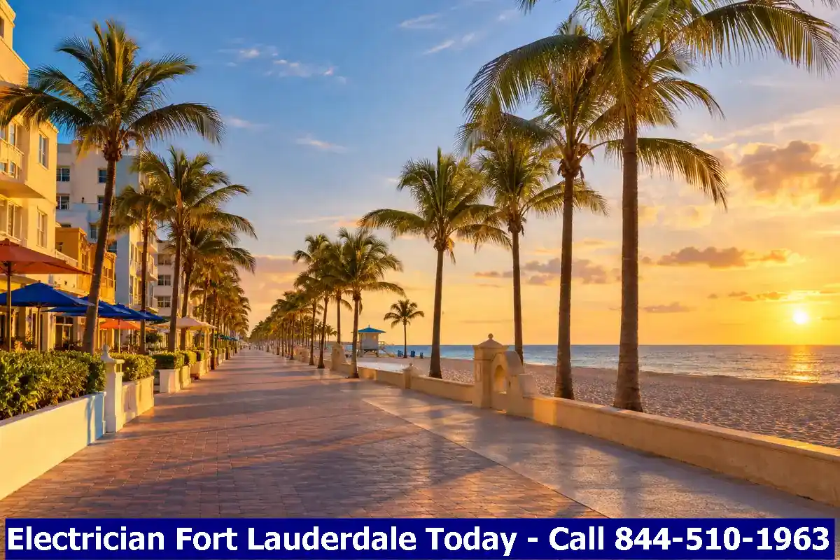 Hollywood Beach Broadwalk in warm evening light, Hollywood, Florida