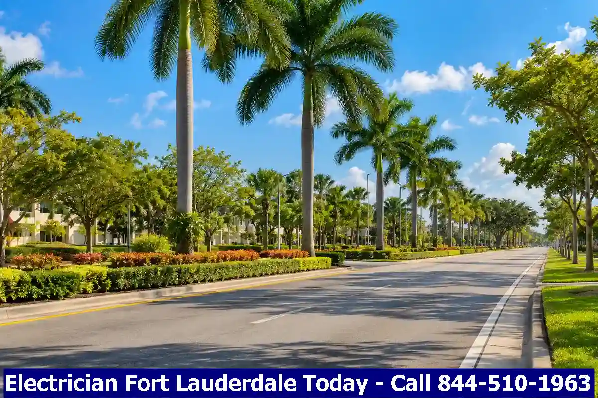 Boulevard of Champions streetscape at midday, North Lauderdale, Florida