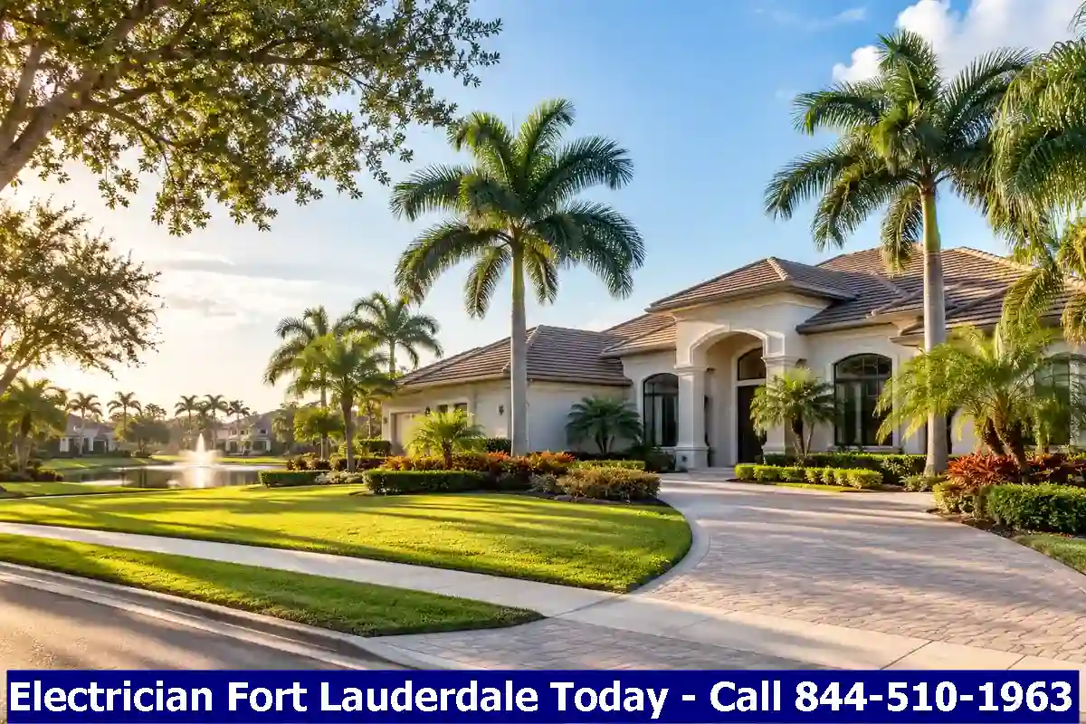 Large single-family homes on wide lots with landscaped front yards, Parkland, Florida